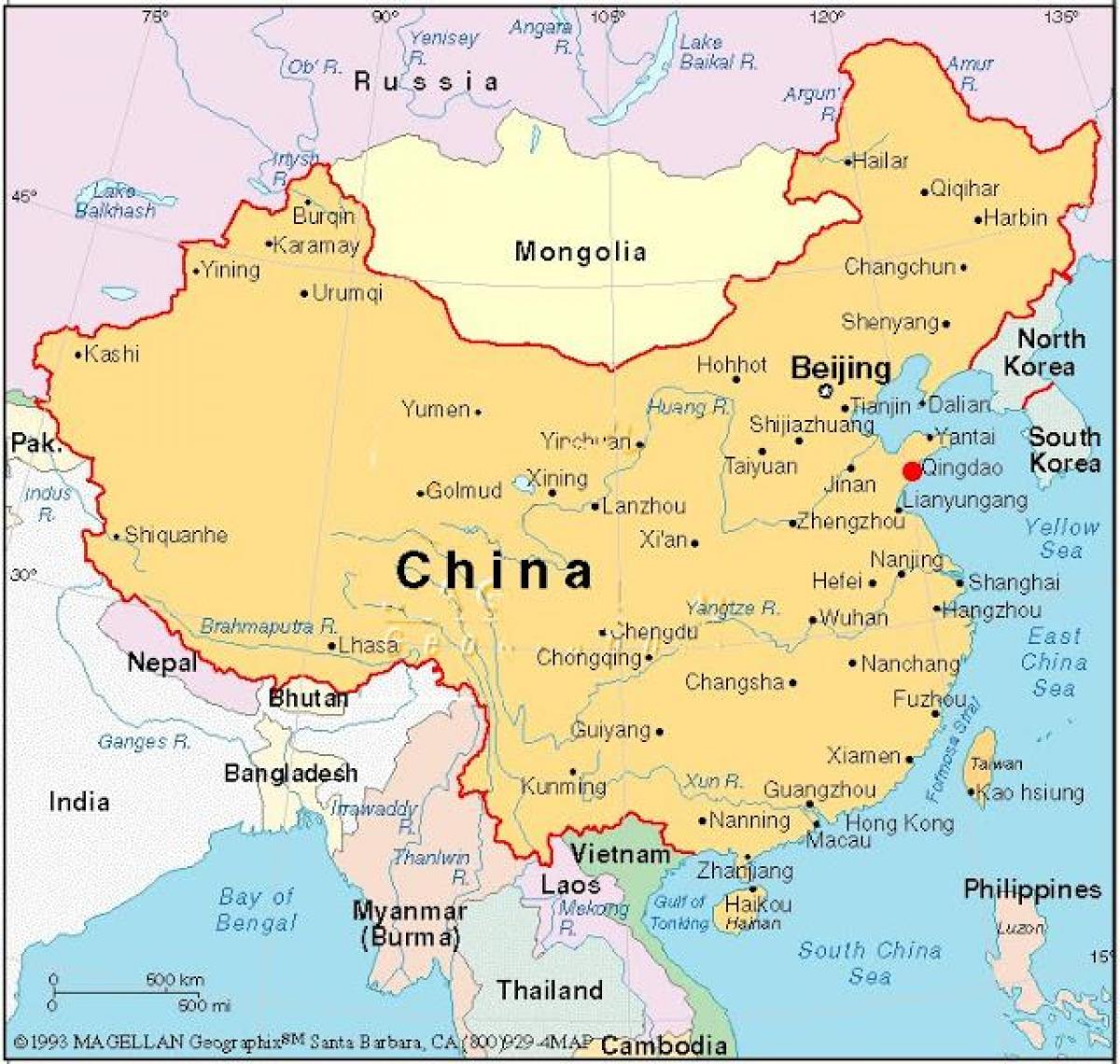 mapa kapitálu Čína