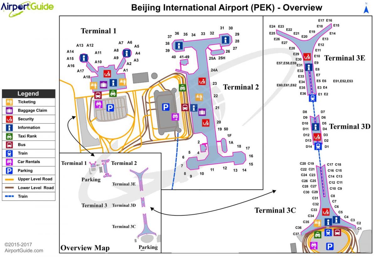 Peking letisko mapu