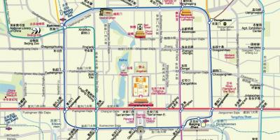 Mapu Pekingu metro mapy, turistické atrakcie